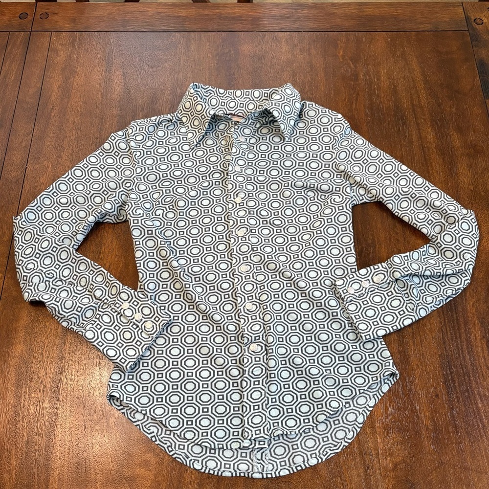 Vintage Diesel Italy Geometric Octagon Print Blouse Snap Button Shirt Small Y2K